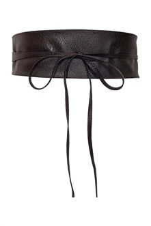 Plus size Faux Leather Obi Waistband Sash Belt Dark Brown