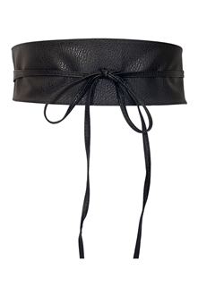 Plus size Faux Leather Obi Waistband Sash Belt Black 161123