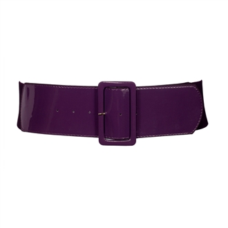 Women's Wide Patent Leather Fashion Belt Purple
