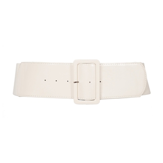 Women's Wide Patent Leather Fashion Belt White
