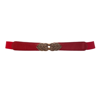 Plus Size Heart Buckle Skinny Belt Red
