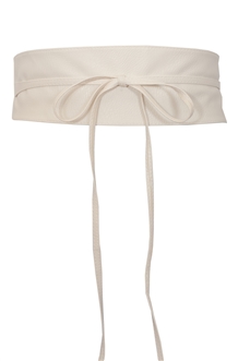 Plus size Faux Leather Obi Waistband Sash Belt Off White