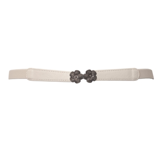 Plus Size Flower Buckle Skinny Stretchy Elastic Belt Off White