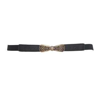 Plus size Bow Buckle Elastic Belt Black