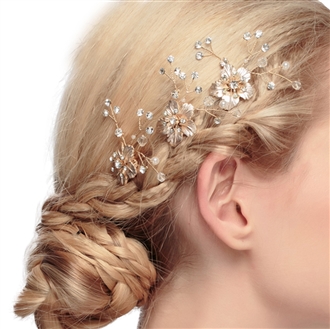 eVogues Bridal Prom Flower Hair Side Comb Accessory Rhinestone Headpiece Silver