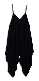 Plus Size Maxi Draped Loose Fit Harem Jumpsuit Black