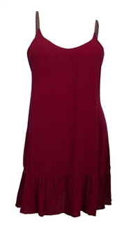 Plus size Tribal Strap Tiered Dress Burgundy