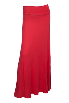 Plus Size Ruched Waist Hip Hugger Long Skirt Coral