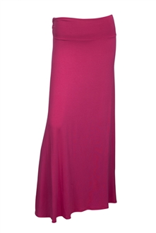 Plus Size Ruched Waist Hip Hugger Long Skirt Pink