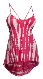 Plus size High-Low Racerback Tunic Top Designer Print Red