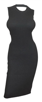 Plus size Open Back Ribbed Sleeveless Dress Gray