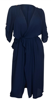 Plus size Chiffon Longline Cardigan Navy