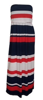 Plus size Colorblock Maxi Tube Dress Red