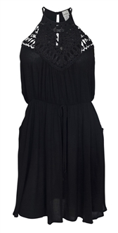 Plus Size Crocheted Illusion Fit & Flare Dress Black