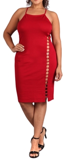 Women's Sleeveless Cutout Stretch Dress Red