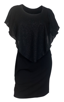 Plus Size Layered Poncho Dress Glitter Black 1915