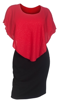 Plus Size Layered Poncho Dress Glitter Red 1915