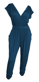 Plus Size Deep V-Neck Jumpsuit Teal