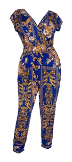 Plus Size Deep V-Neck Jumpsuit Designer Print 20617A