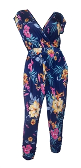 Plus Size Deep V-Neck Jumpsuit Designer Print 201031B