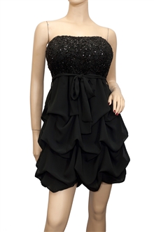 Plus Size Black Sequined Princess Ruffle Dress