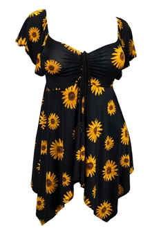 sunflower plus slimming neck asymmetric deep evogues tops 2x blk