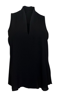 Plus Size Low Cut V-Neck Hi-Lo Sleeveless Blouse Black