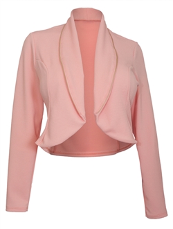 Plus Size Zipper Detail Open Front Jacket Pink