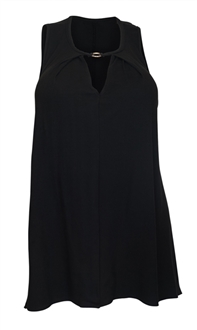 Plus Size Keyhole Sleeveless Tunic Top Black