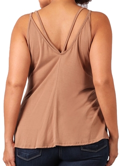 Women's Spaghetti Strap Sleeveless Blouse Camel