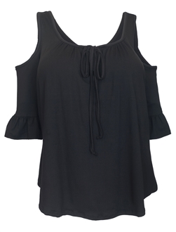 Women's Half Sleeve Cold Shoulder Blouse Black
