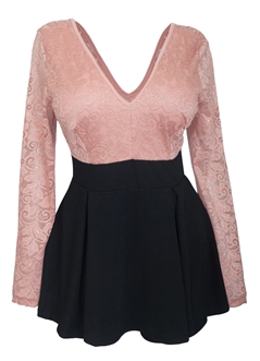 Plus size Lace Overlay Romper Dress Blush Pink