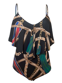 Plus Size Tiered Sleeveless Bodysuit Black