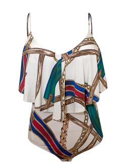 Plus Size Tiered Sleeveless Bodysuit White