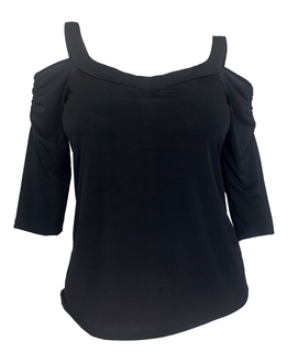 Plus Size Cold Shoulder Top Black 18630