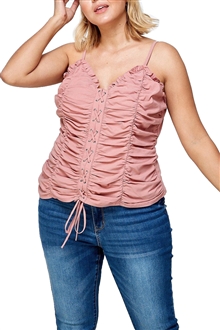 Plus Size Lace Up Corset Top Mauve