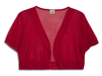 Plus Size Sheer Cropped Bolero Shrug Red