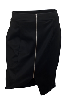 Plus Size Zipper Front Mini Skirt Black