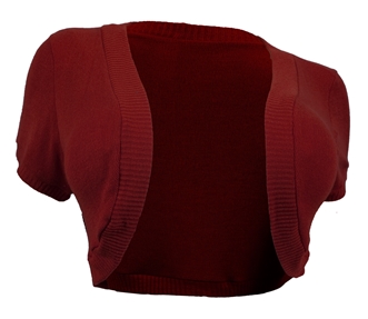 Plus Size Cropped Bolero Shrug Burgundy