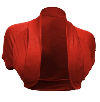 Plus Size Open Front Cropped Bolero Shrug Red2