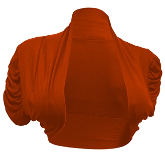 Plus size Ruched Open Front Cropped Bolero Shrug Coral