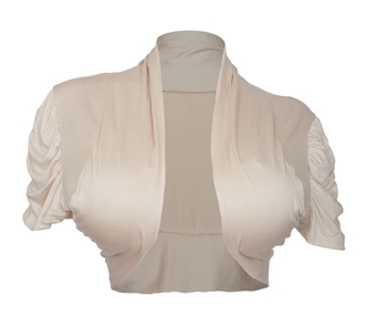 Plus size Ruched Open Front Cropped Bolero Shrug Khaki