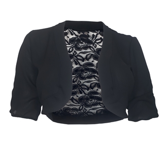 Plus size Open Front Sheer Lace Back Bolero Black