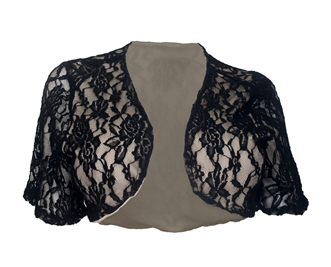 Plus size Open Front Floral Lace Overlay Bolero Black