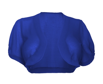 Plus size Sheer Open Front Bolero Shrug Blue