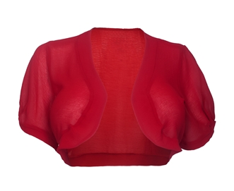 Plus size Sheer Open Front Bolero Shrug Red