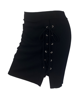 Plus SIze Lace Up Mini Skirt Black