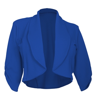 Plus Size Open Front Cropped Jacket Royal Blue