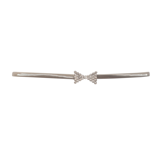 Plus size Bow Pendant Buckle Metal Elastic Waist Belt Silver Tone Photo 1