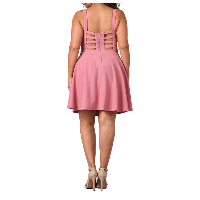 Women's Peep hole Fit and Flare Dress Pink Photo 2
